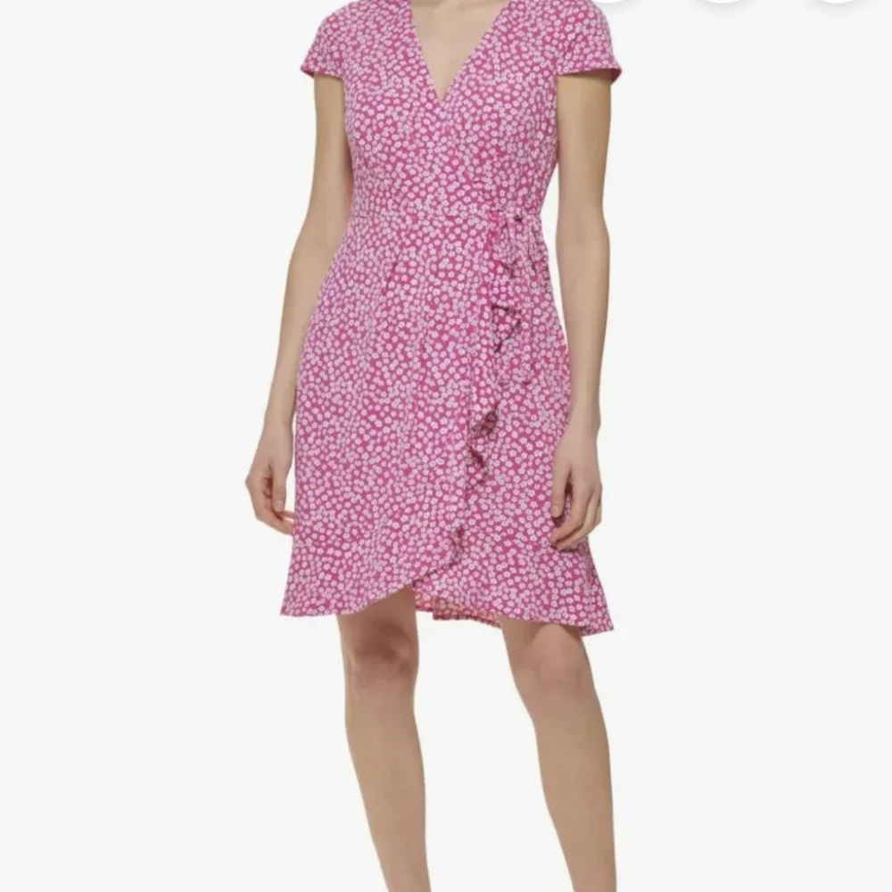 Jessica Howard Pink & White Faux Wrap Dress - Size 8 NWT